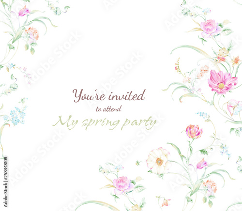 watercolor flowers set,wedding invitation,greeting cards