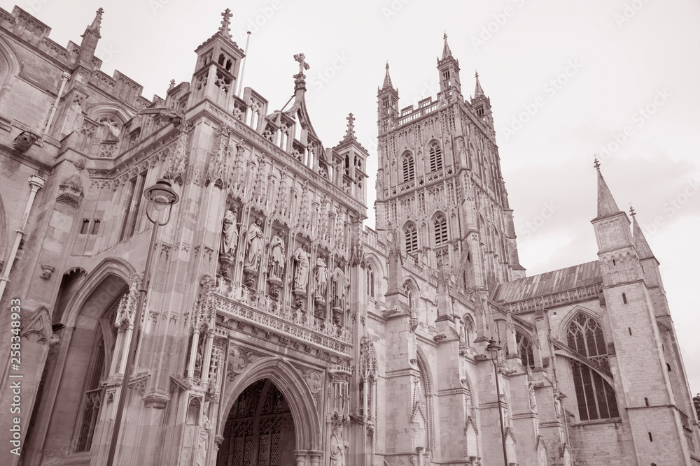 Facade and Entrance of Gloucester Cathedral; England; UK