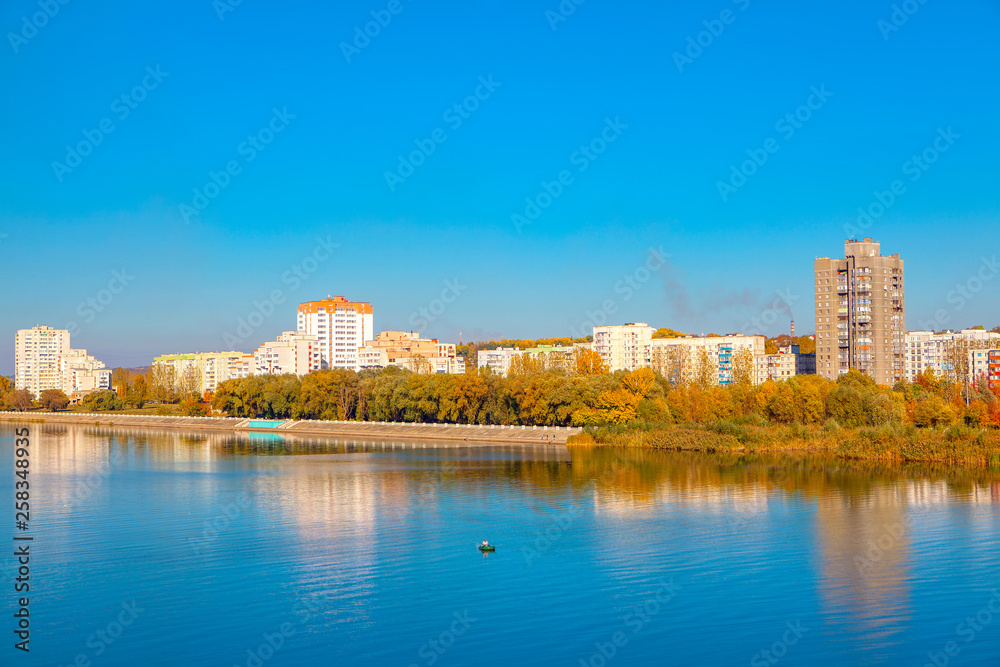 Obraz premium landscape with Ribnita town and Dniester river in Transnistria