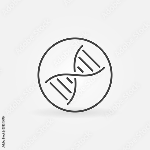 DNA double helix in circle vector concept outline icon or design element