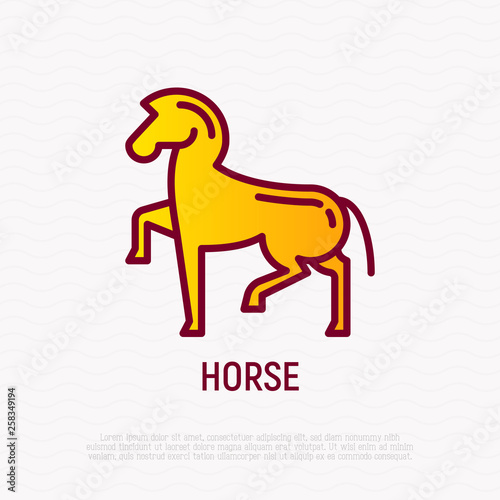 Cartoon horse thin line icon. Modern vector illustration for Chinese horoscope.