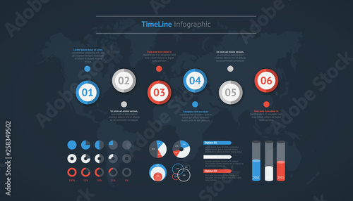 Timeline vector infographic. World map