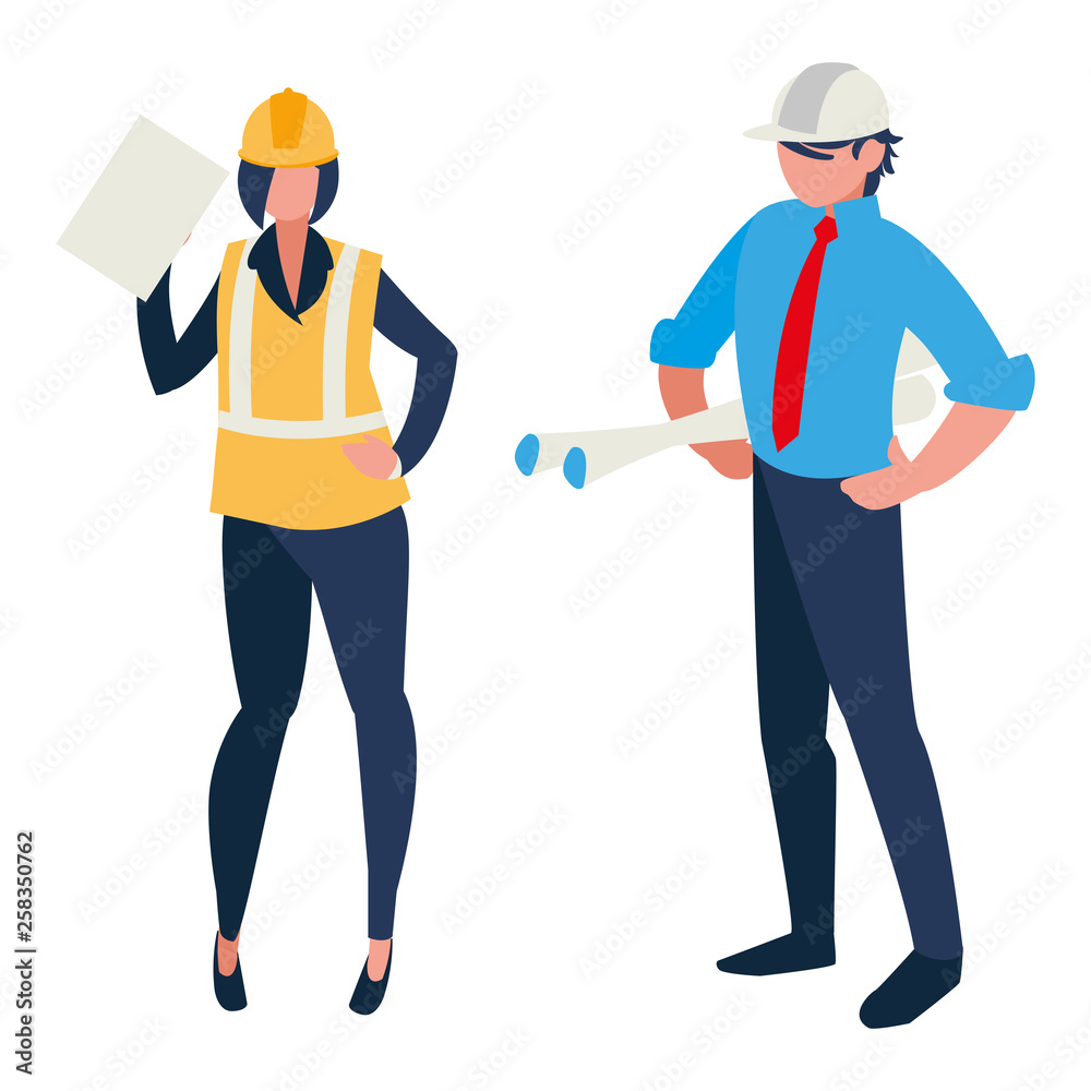 couple of builders working couple of builders working