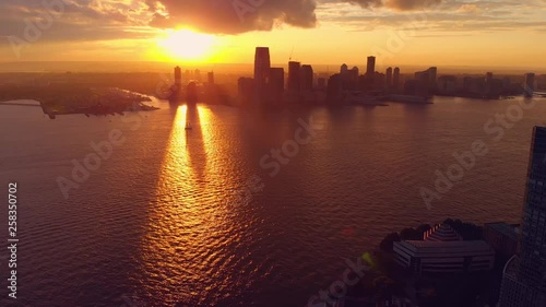 Pano shot of sunset over New York city