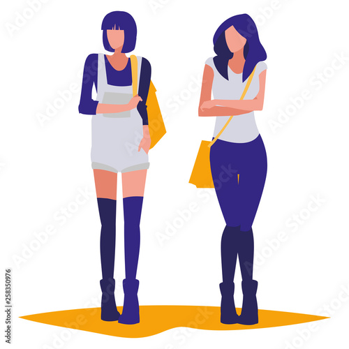 young girls students modeling