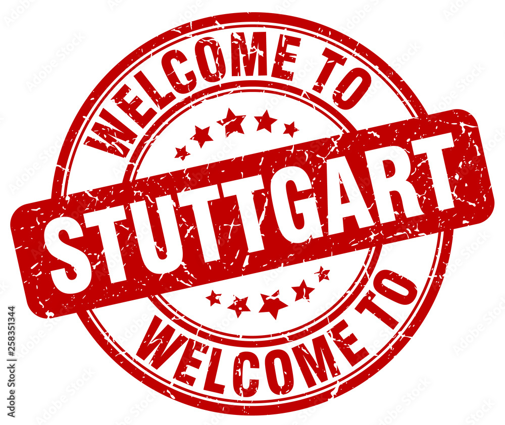 welcome to Stuttgart red round vintage stamp