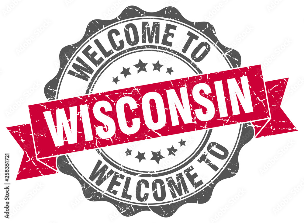 Obraz premium Wisconsin round ribbon seal