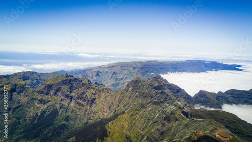 Top view of Mountain Range on Island of Madeira  Portugal