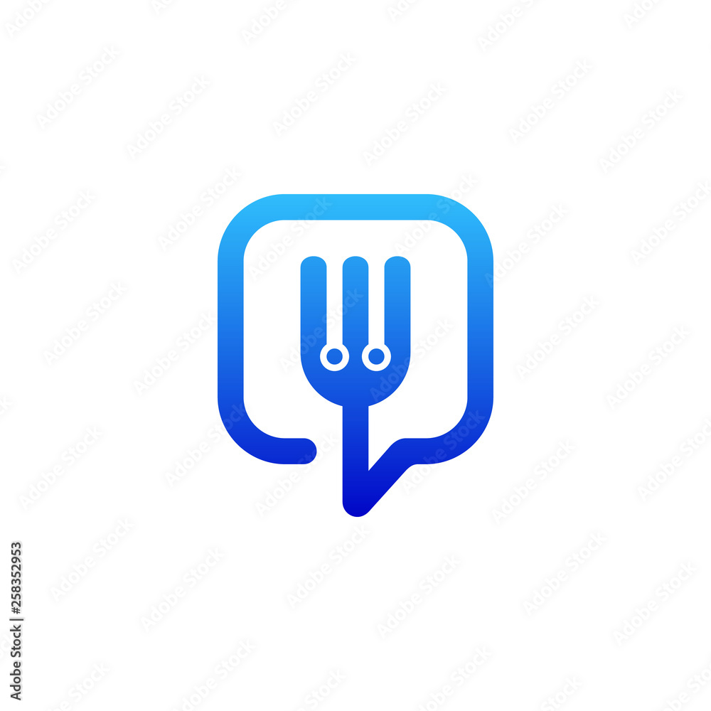 illustration logo combination from fork with chat or talk logo design concept illustration logo combination from fork with chat or talk logo design concept