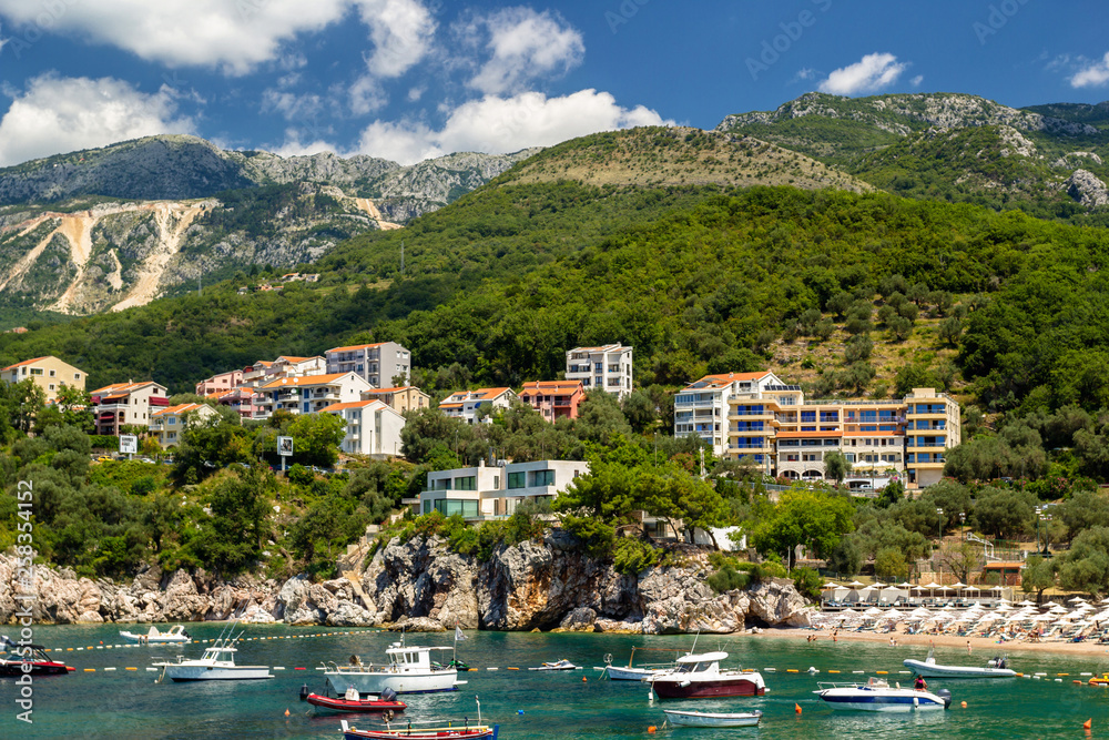 Beautiful beach on the Adriatic Sea. Montenegro.