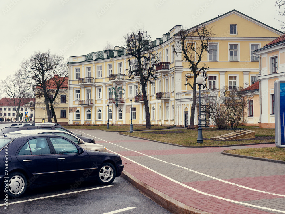 GRODNO, BELARUS - MARCH 18, 2019: Beautiful building in the city of Grodno..