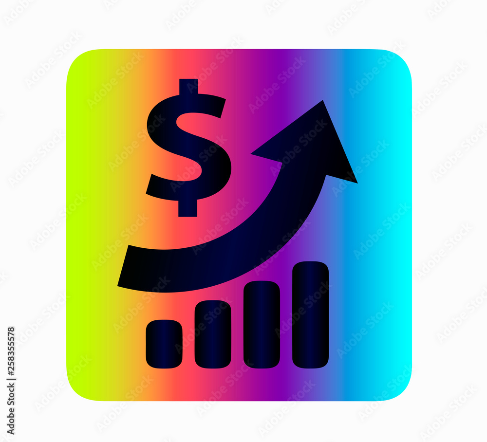 Obraz premium Neon vector icon dollar icon. Iconography money growth, banking scheme. Currency exchange - an idea for a poster