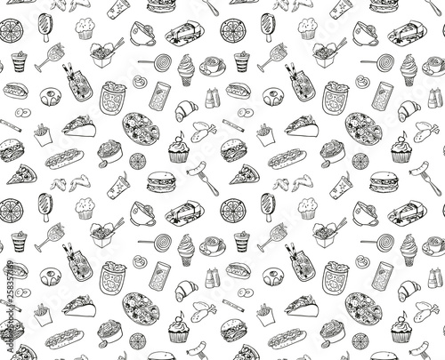 seamless pattern with food icons