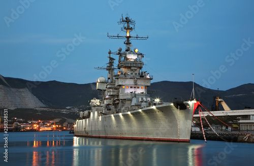 Cruiser - museum Mikhail Kutuzov at Lazar Serebryakov embankment in Novorossiysk. Krasnodar region. Russia photo