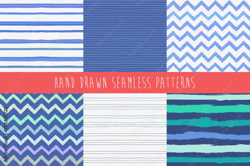 Set of abstract hand drawn patterns. Vector illustration. Set of abstract hand drawn patterns. Vector illustration.