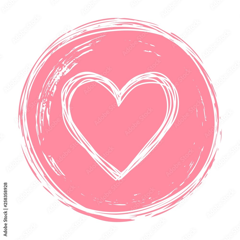 Heart in circle shaped tangled grungy scribble Heart in circle shaped tangled grungy scribble