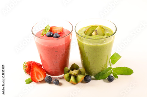 fruit smoothie, fruit juice isolated on white background