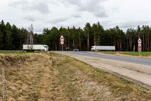 T-junction. Asphalt crossroad.  photo