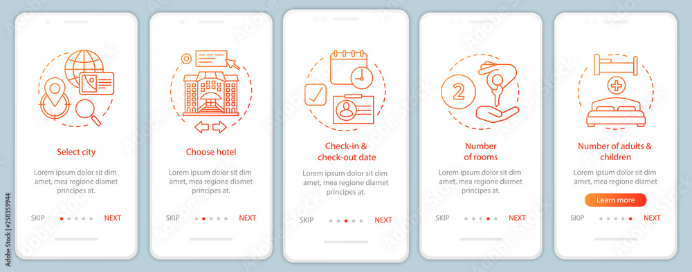 Trip planning onboarding mobile app page screen vector template Trip planning onboarding mobile app page screen vector template