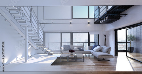 Luxury modern living room interior design photo