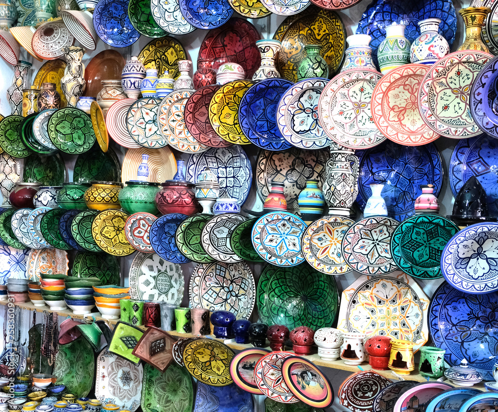 Ceramic dishes and other ceramic products made by Moroccan craftsmen by hand