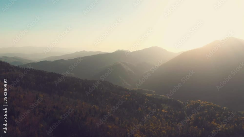 Aerial view of mountain slopes covered with forest Aerial view of mountain slopes covered with forest