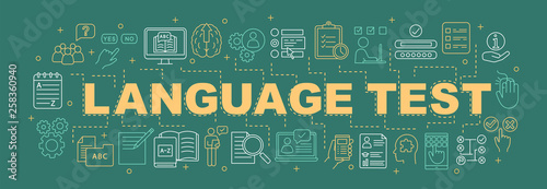 Language proficiency test word concepts banner