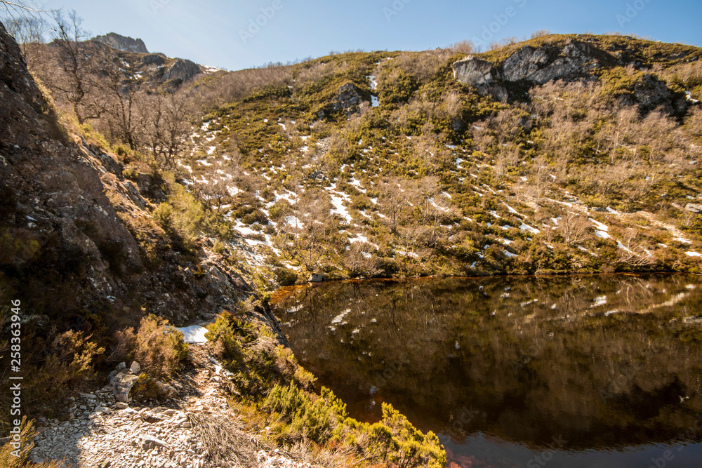 Asturias, Spain. The Laguna Fonda or Honda (Deep Lake) in the Muniellos Nature Reserve (Reserva natural integral)