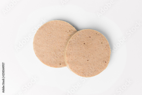 Liver sausage isolated on white background.