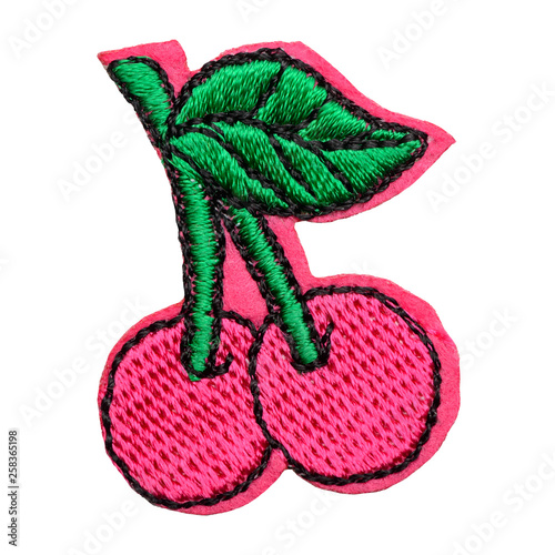 Pink cherry embroidered patch