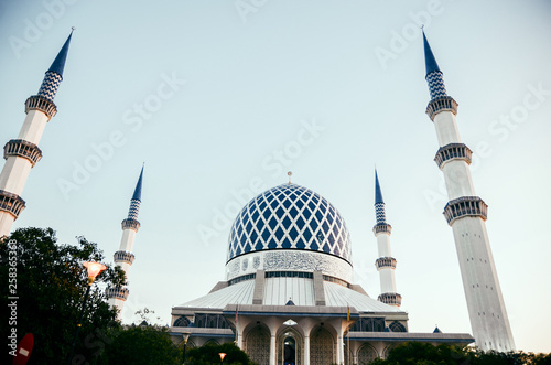 The Sultan Salahuddin Abdul Aziz Shah Mosque interior design islamic culture the state mosque of Selangor, Malaysia. Also known as Shah Alam Mosque. photo