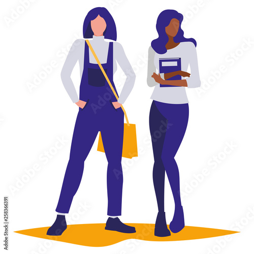 young girls students modeling