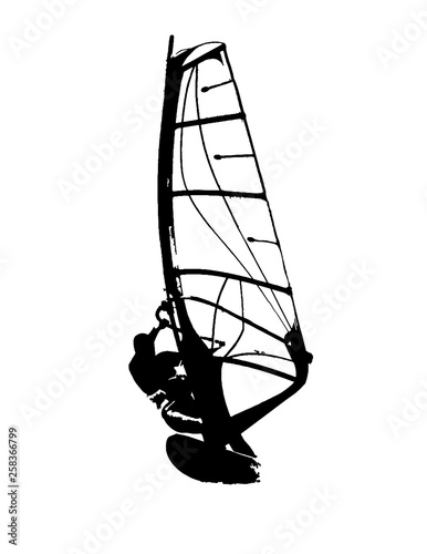 Windsurfing silhouette vector illustration