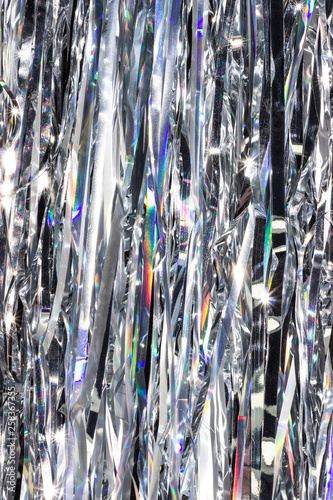 Cuadro en lienzo Silver shiny holographic tinsel background