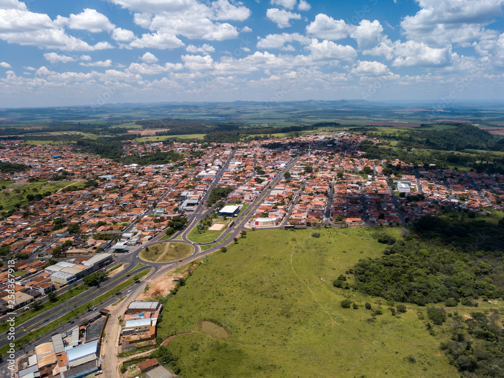 Aerial view in Santa Rosa do Viterbo city, Sao Paulo, Brazil