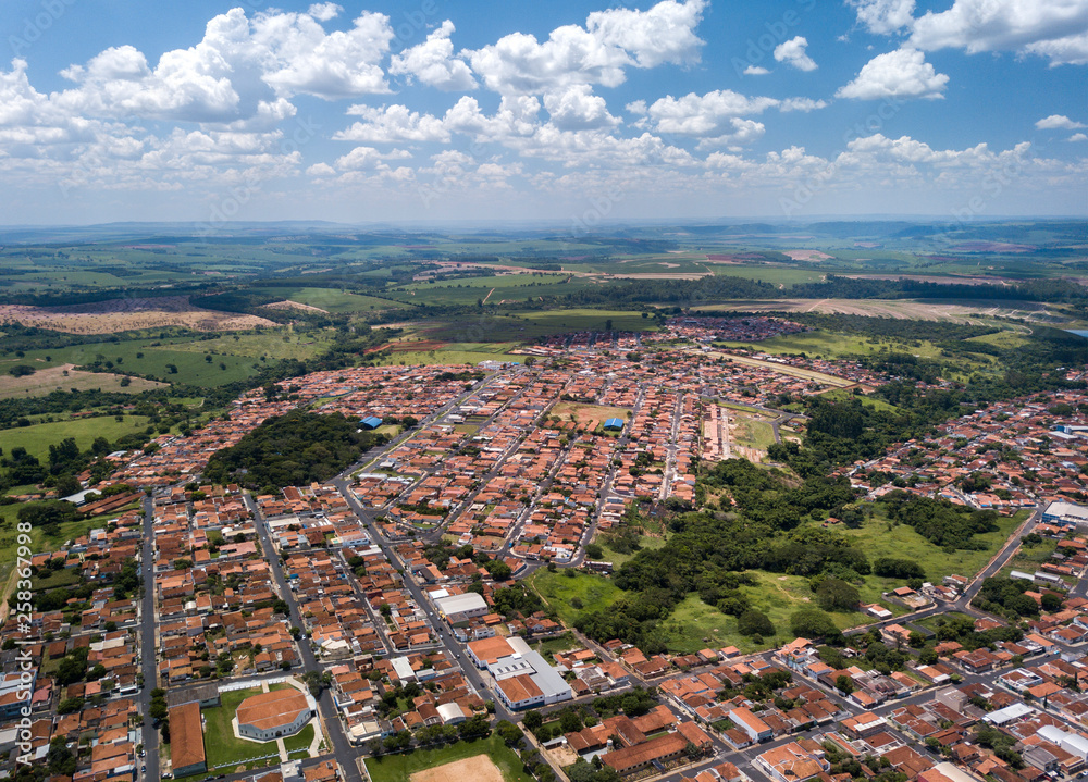 Aerial view in Santa Rosa do Viterbo city, Sao Paulo, Brazil