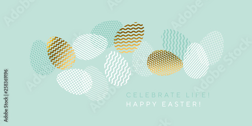 Fresh spring eggs set in trendy geometric style
