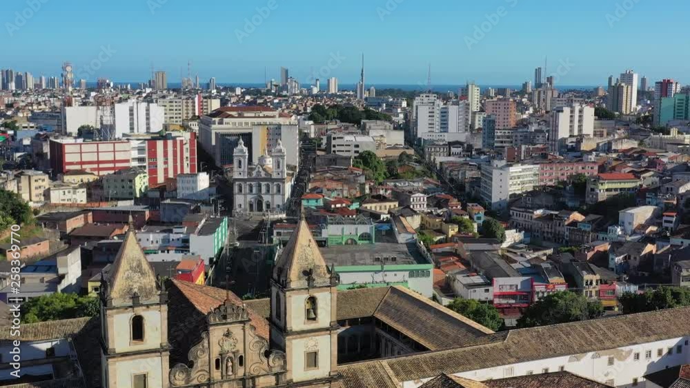 Aerial view of cityscape of Salvador, historic city center (Pelourinho) of capital city of state Bahia- landscape panorama of Brazil from above, South America Aerial view of cityscape of Salvador, historic city center (Pelourinho) of capital city of state Bahia- landscape panorama of Brazil from above, South America