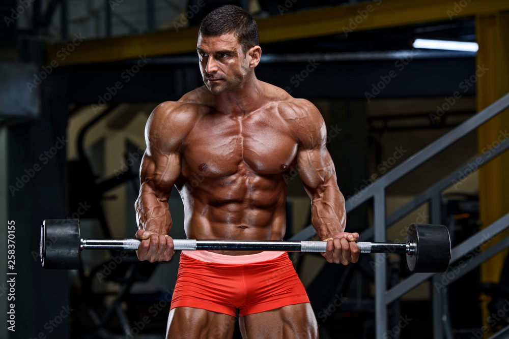Muscular Man Lifting Weights at the Gym Muscular Man Lifting Weights at the Gym