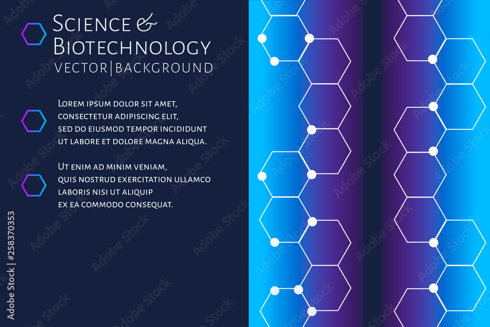 Modern background with hexagons, chemical bonds, molecules pattern ...