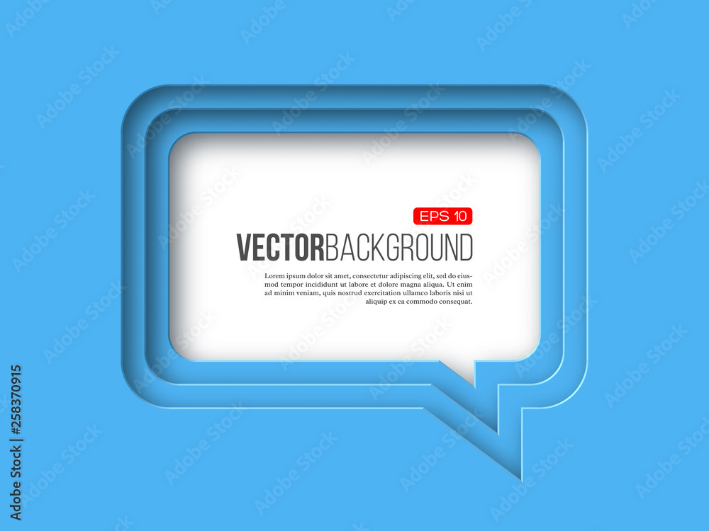3d paper speech bubble, blue color. Layered effect with shadow. Vector illustration. 3d paper speech bubble, blue color. Layered effect with shadow. Vector illustration.
