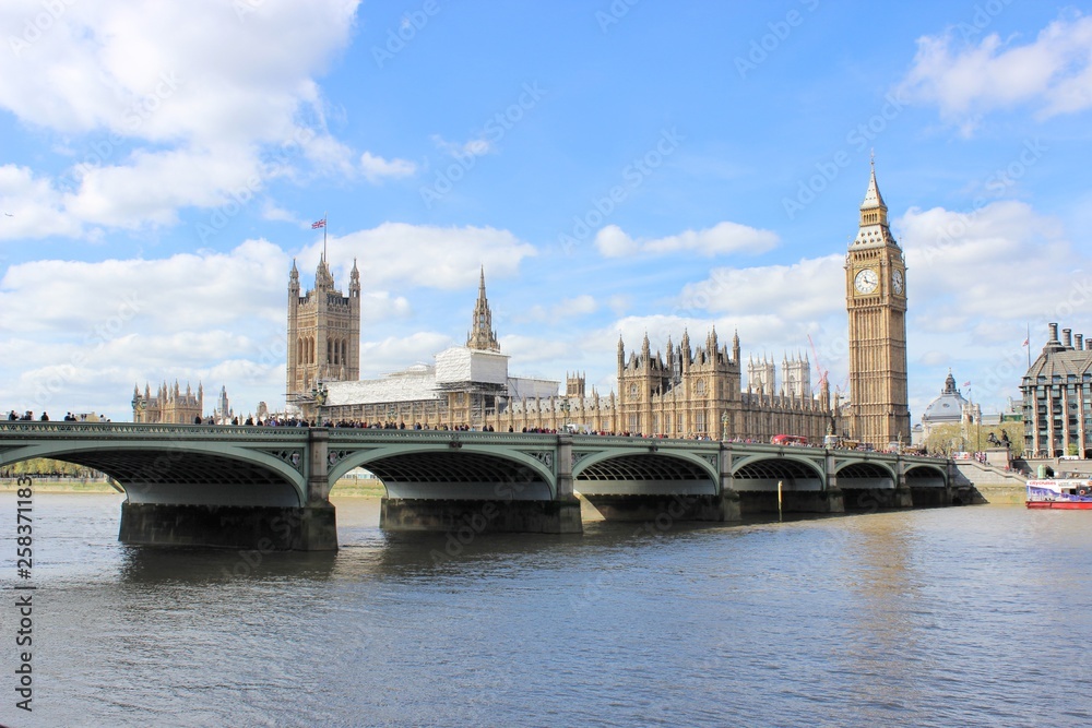 Beautiful London seen during a city tour along thames river and famous architecture