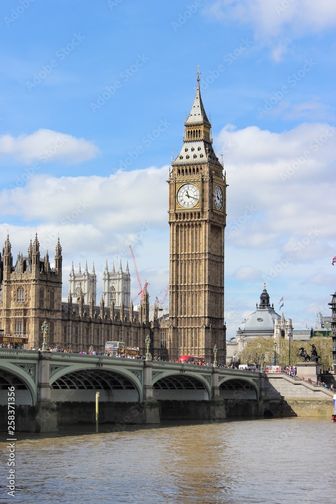 Beautiful London seen during a city tour along thames river and famous architecture