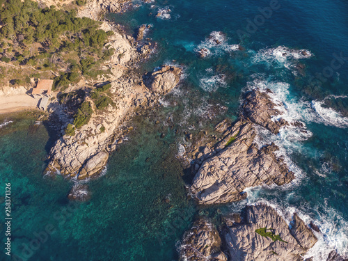 Aerial landscape picture from a Spanish Costa Brava in a sunny day, near the town Palamos © Arpad