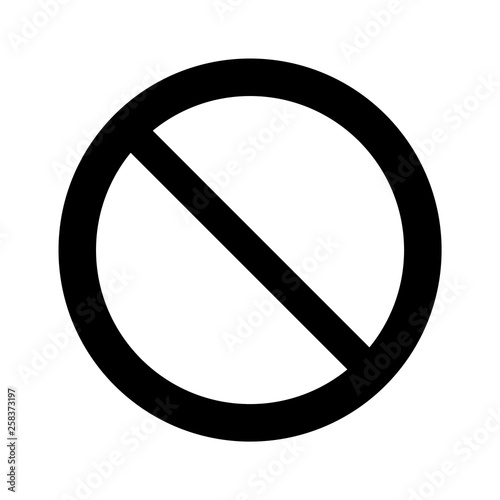 black Not Allowed Sign, isolated on the white, internet icon, illustration vector