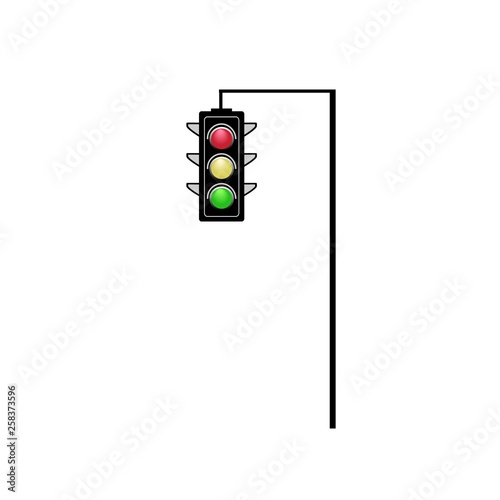 Stoplight sign. Icon traffic light on white background. Symbol regulate movement safety and warning. Electricity semaphore regulate transportation on crossroads urban road. Vector illustration.