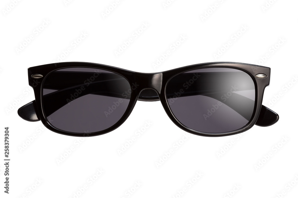 Stylish unisex sunglasses on a white background. Front view. Stylish unisex sunglasses on a white background. Front view.
