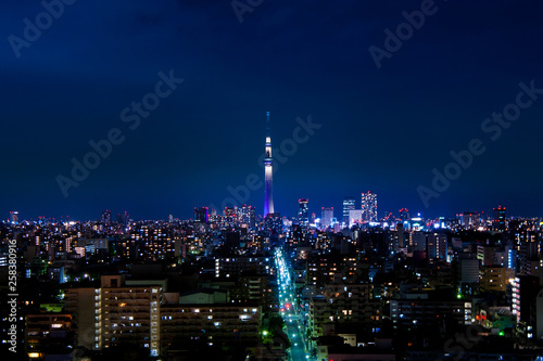 aerial photography of Tokyo night view. Tokyo, Japan 