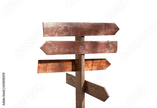 wooden direction sign on a white background © SERGEJ