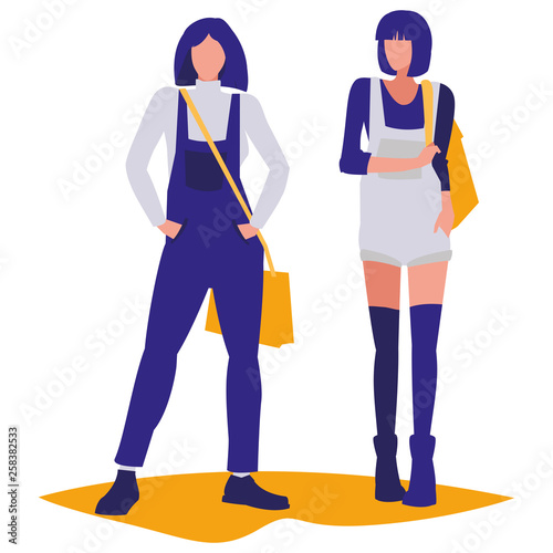 young girls students modeling